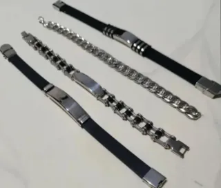 Lote 4 Pulseras Hombre de acero inoxidable