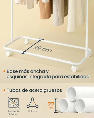 SONGMICS HOME Perchero Metálico con Ruedas