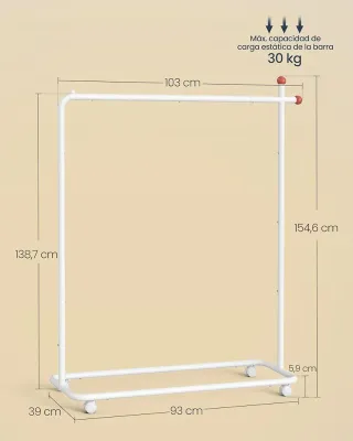 SONGMICS HOME Perchero Metálico con Ruedas