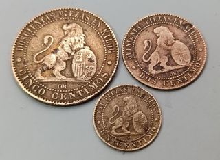 Lote 3 monedas 1870 República Española