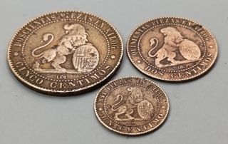 Lote 3 monedas 1870 República Española
