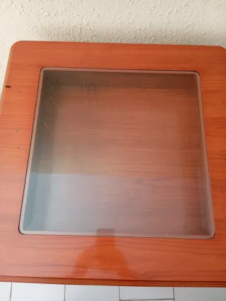 Mesa de centro elevable madera y cristal