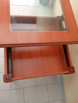 Mesa de centro elevable madera y cristal