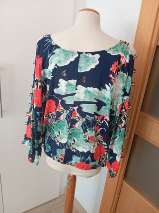 Blusa L Estampada Flores Frutas Frío