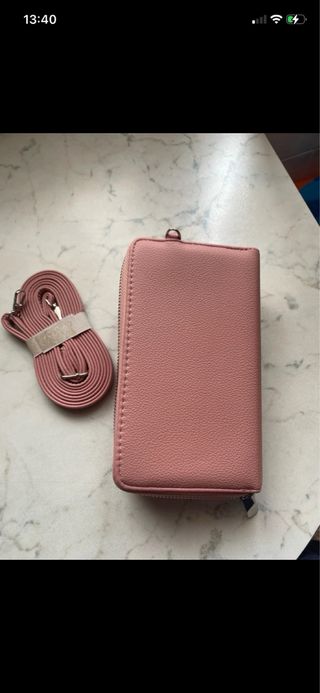 Portafoglio porta cellulare con piume