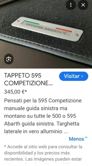 Alfombrillas Abarth Competizione Nuevas