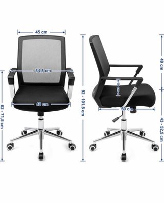 Silla de Oficina SONGMICS Negra y Plateada