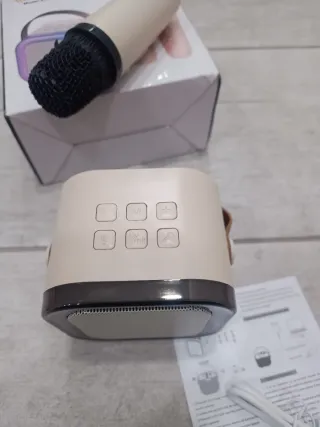 Altavoz Karaoke con Micrófono Beige