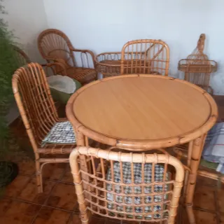 Set Bambù Completo Tavolino e Cesto divanetto ecc.
