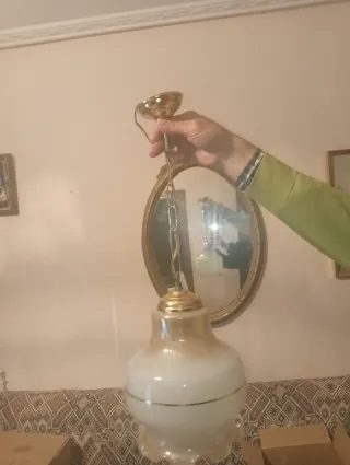 Lámpara Colgante Vintage Cristal y Metal