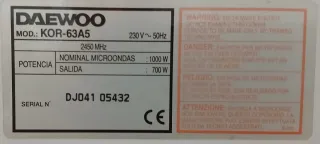 Microondas Daewoo KOR-63A5