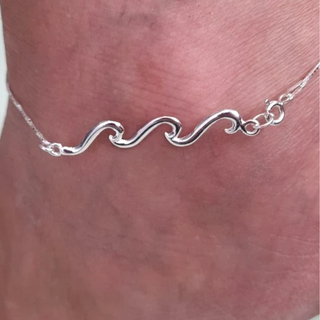 Tobillera Plata 30 CM 3 Ondas Venezolana