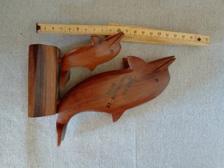 Scultura delfini in legno Brasile