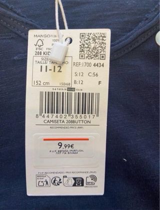 Camiseta cropped Mango azul