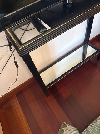 Mueble TV Cristal y Espejo Negro