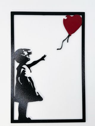 Set 2 quadretti stile Banksy bambine con palloncin
