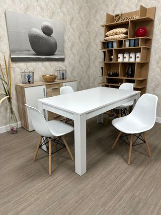 Mesa Comedor + 4 Sillas Nórdicas