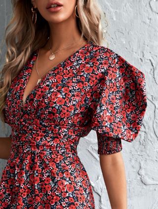 Vestido estampado floral rojo