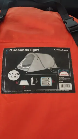 Tienda Quechua 3 personas 2 segundos