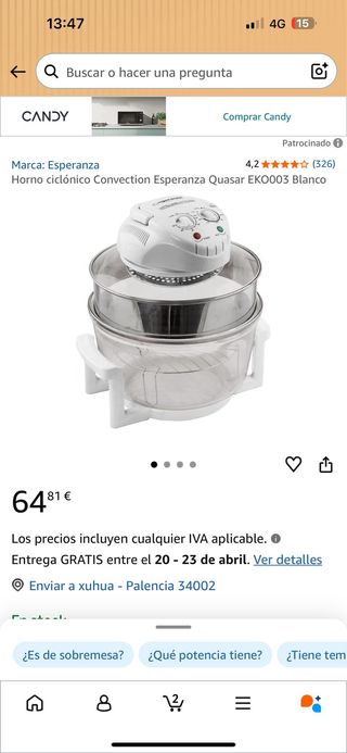 Horno Convección 12L 1400W