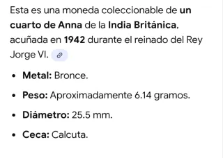 Moneda India Británica 1942