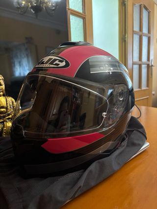 Casco HJC Negro y Rosa