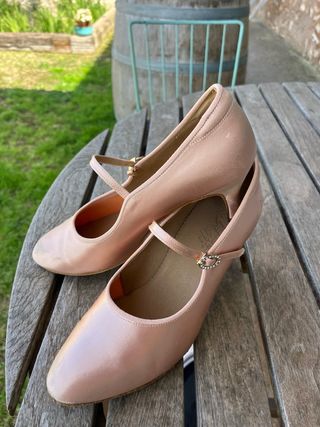 Zapatos de baile estándar dorados/rosados