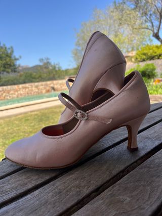Zapatos de baile estándar dorados/rosados