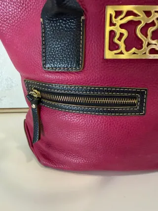 Bolso piel Tous fucsia y negro