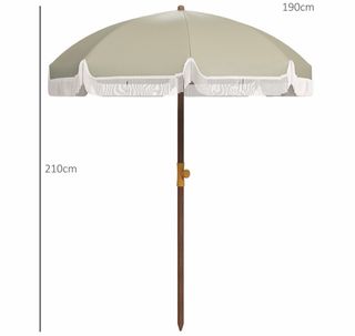 Sombrilla de playa con flecos beige