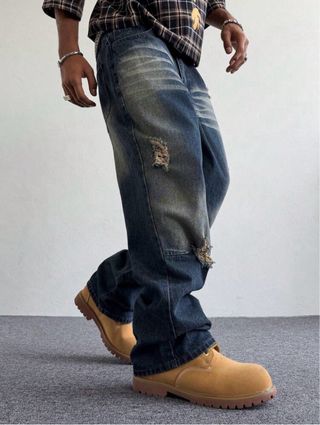 Pantalones vaqueros desgastados anchos