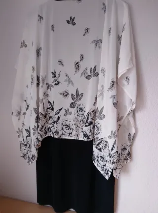 Vestido cóctel punto y gasa floral