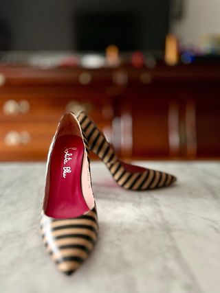 Tacones Rayas Beige y Negro