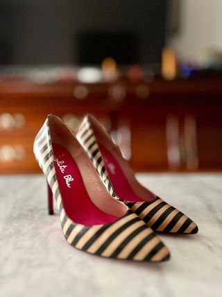 Tacones Rayas Beige y Negro