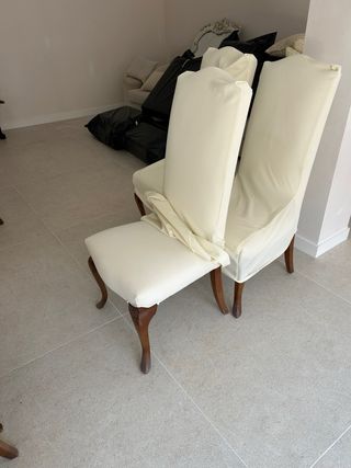 Sillas de comedor de cerezo tapizadas beige