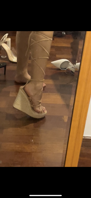 Tacones ZAPSHOP Plataforma Beige/Rosa Talla 38