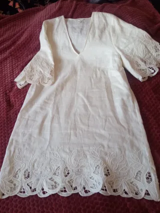 Vestido lino y encaje