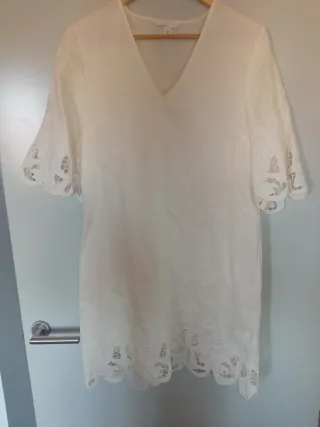 Vestido lino y encaje