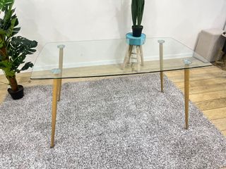 Mesa Rectangular Cristal y Madera