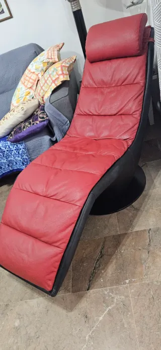 Sillón Tumbona Natuzzi Piel Negro/Rojo
