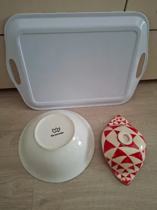 Bandeja y cuencos decorativos lote 6 euros