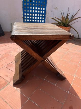 Taburete de madera (teca) estilo africano colonial