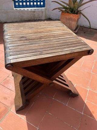 Taburete de madera (teca) estilo africano colonial