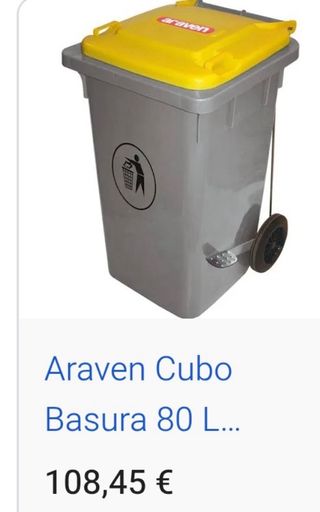 Cubo Basura 80L Pedal Araven Gris/Amarillo