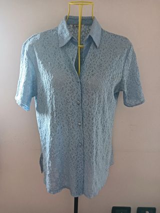 Camicia Jialin celeste pizzo