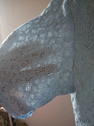 Camicia Jialin celeste pizzo