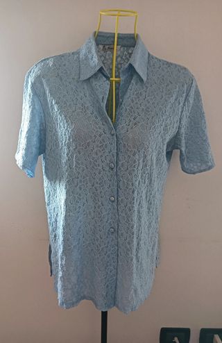 Camicia Jialin celeste pizzo