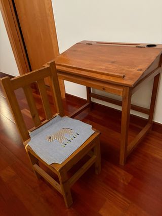 Escritorio + silla de madera niño/niña 2-4 años