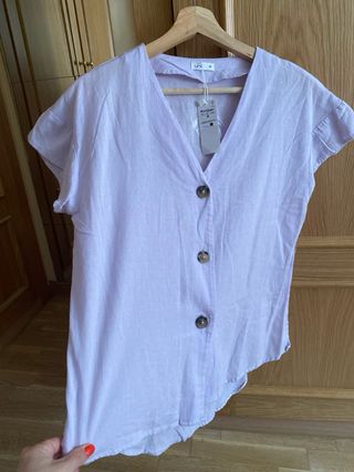 Blusa Unit lila M algodón/lino