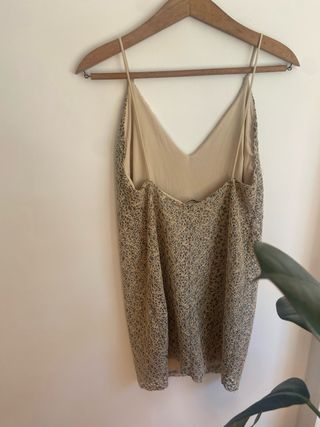 Vestido calado beige/gris